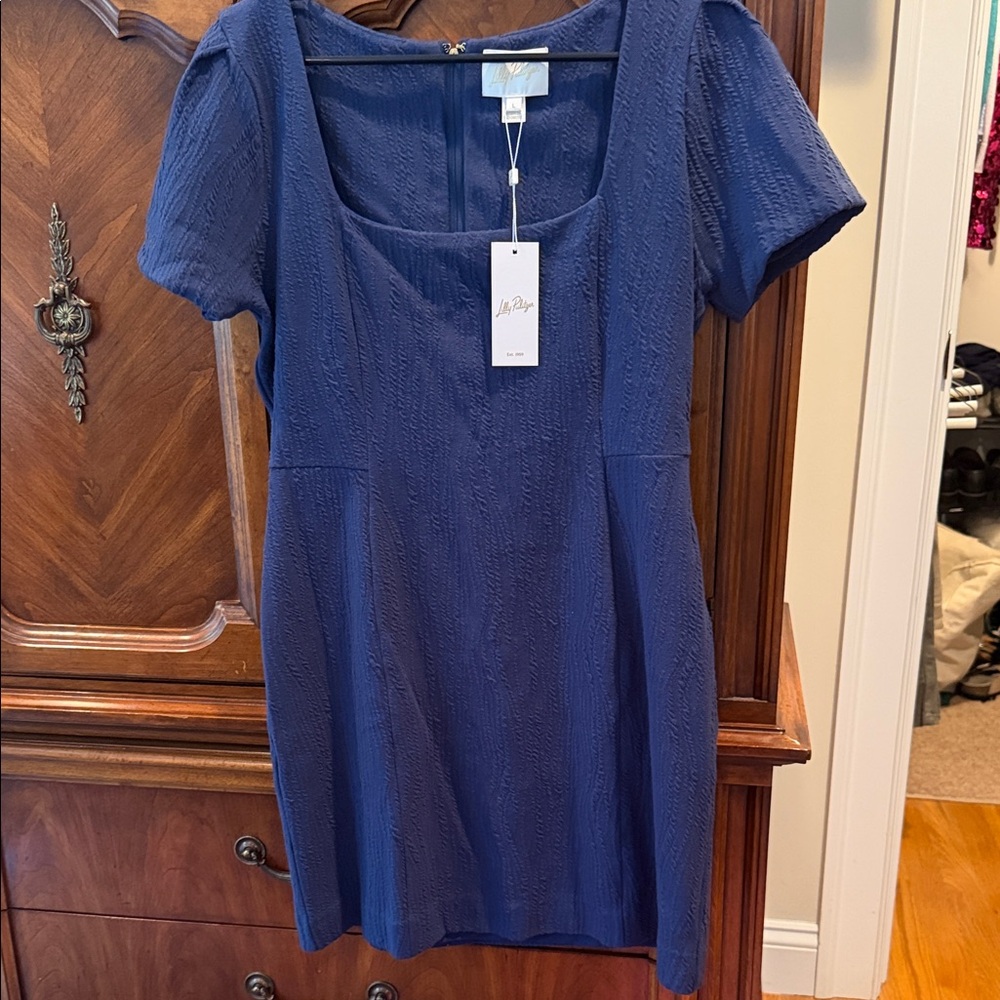 Lilly Pulitzer Navy Wavy Knit Jacquard Dress